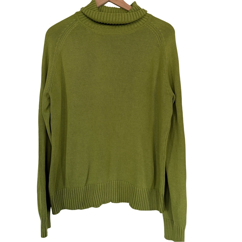 Jeanne‎ Pierre Pistachio Turtleneck Sweater 100% Cotton Chunky Rib Trim Size XL